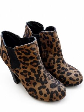Madden Girl Zelouss Leopard Ankle Boots Women’s 6M Block Heel Chelsea Booties